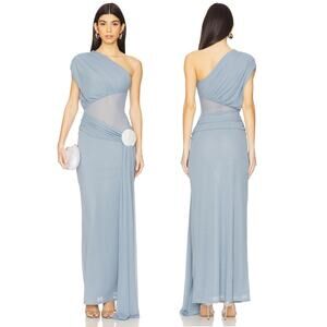 Lovers and Friends Lea Gown Maxi One Shoulder Draped Formal Elegant Party Prom S